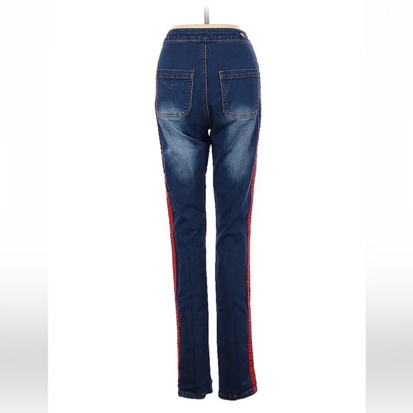 L.A. Denim Studio by Rosee racing stripe hi rise skinny jeans, size 3 - Picture 2 of 12